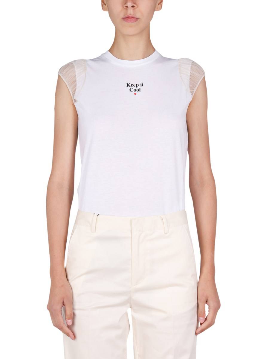 DSQUARED T-SHIRT IN COTONE CON STAMPA LOGO