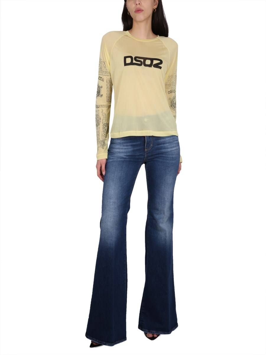 DSQUARED T-SHIRT IN VISCOSA RAYON CON STAMPA LOGO