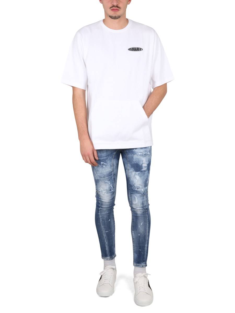 DSQUARED T-SHIRT SURF BOARD SKATER IN COTONE