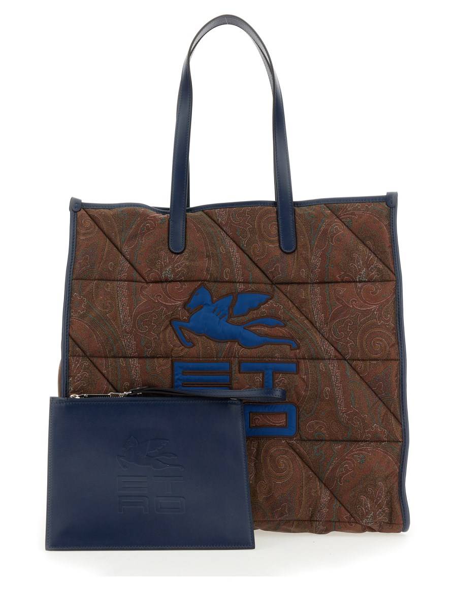 ETRO BORSA A SPALLA CON RICAMO LOGO IN NYLON