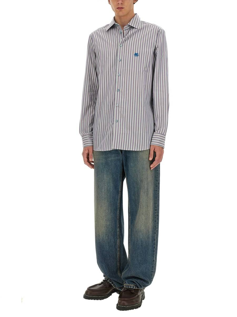 ETRO CAMICIA PEGASO IN POPELINE DI COTONE