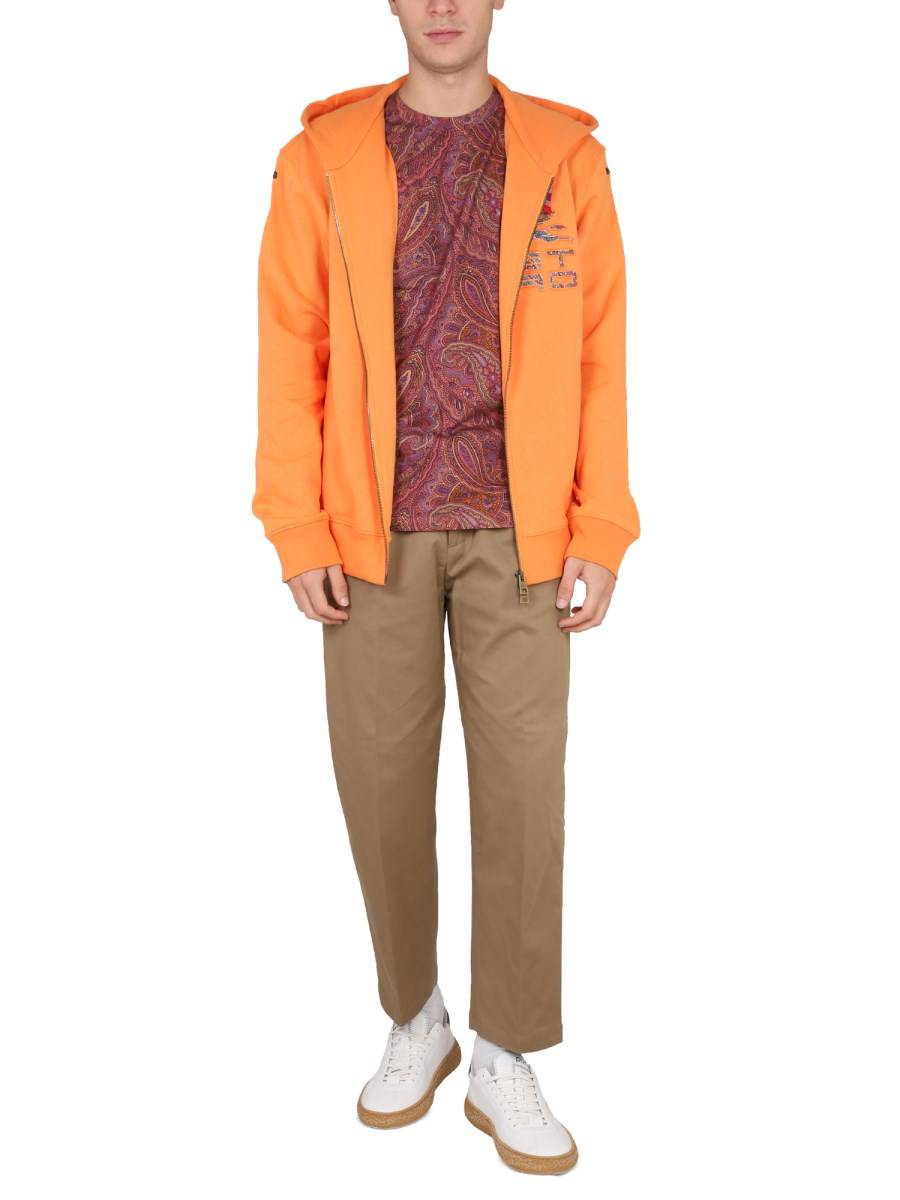 ETRO FELPA CON ZIP E LOGO IN COTONE