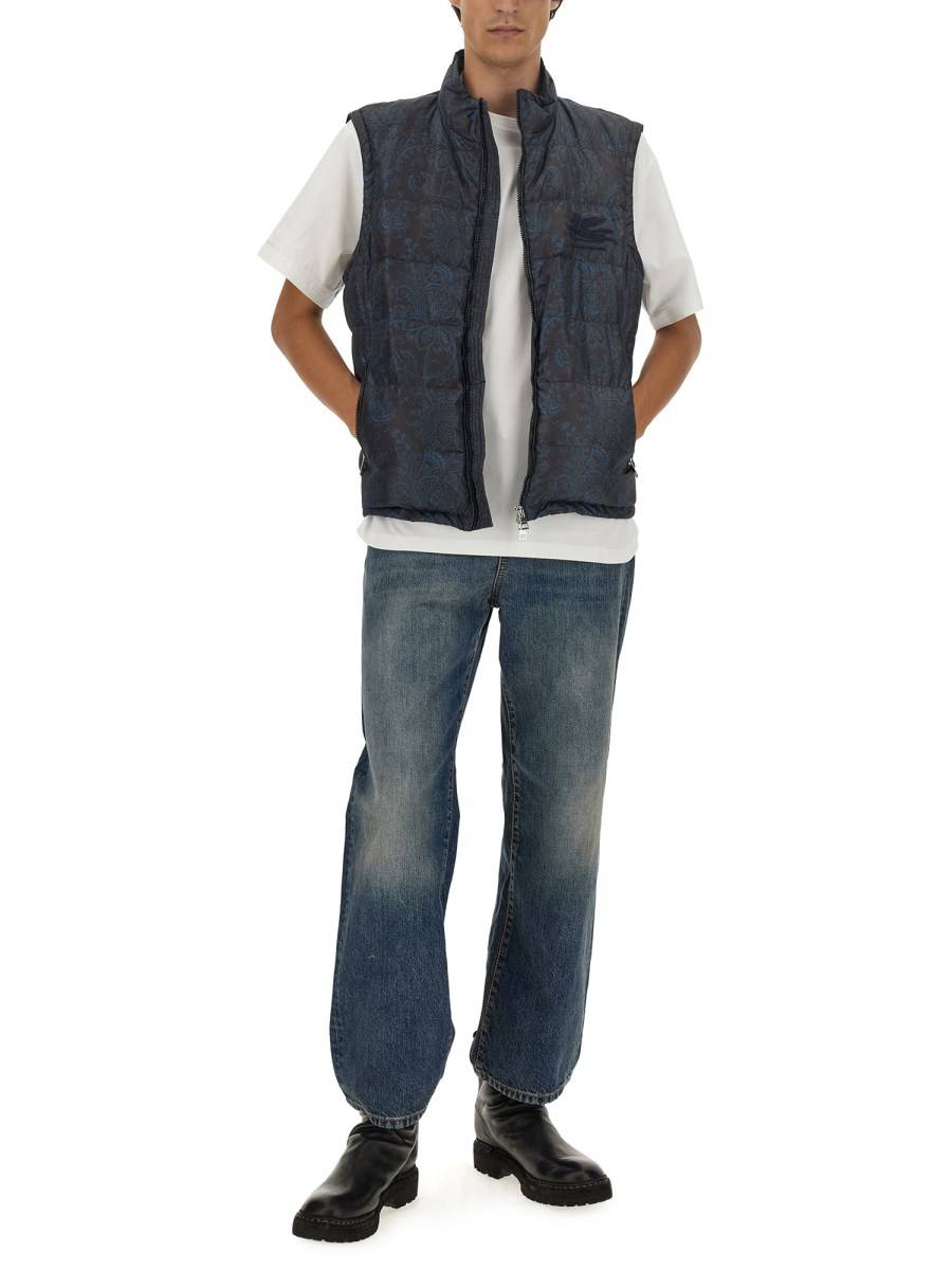 ETRO GILET TRAPUNTATO CON STAMPA PAISLEY