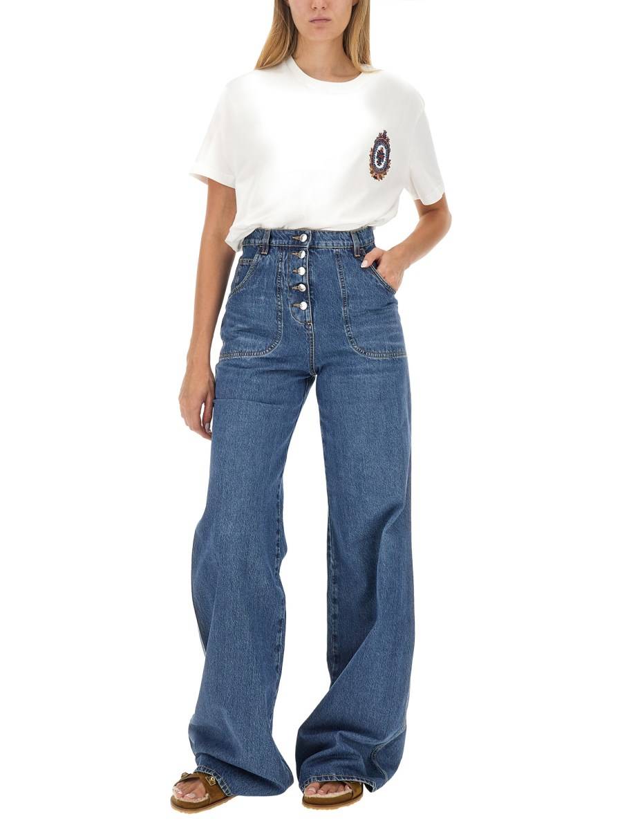 ETRO JEANS CON TASCHE FOLIAGE IN DENIM DI COTONE