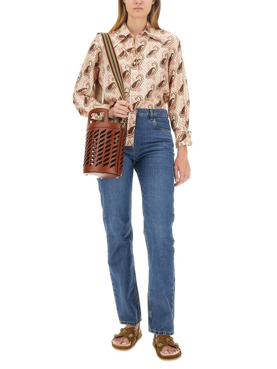 ETRO JEANS IN DENIM DI COTONE CON RICAMO LOGO