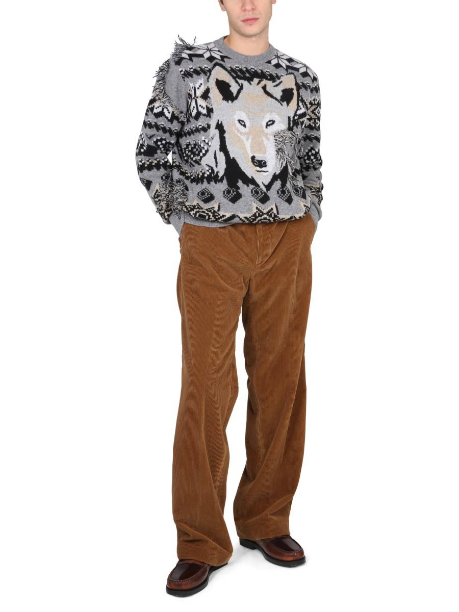 ETRO MAGLIA IN LANA CON INTARSIO LUPO