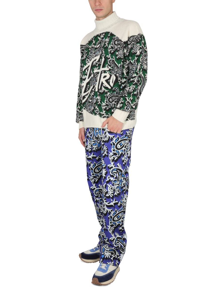 ETRO MAGLIA IN LANA CON LOGO E STAMPA PAISLEY