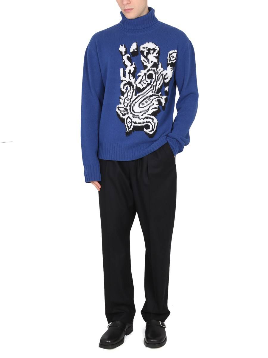 ETRO MAGLIONE DOLCEVITA JACQUARD INTARSIATO
