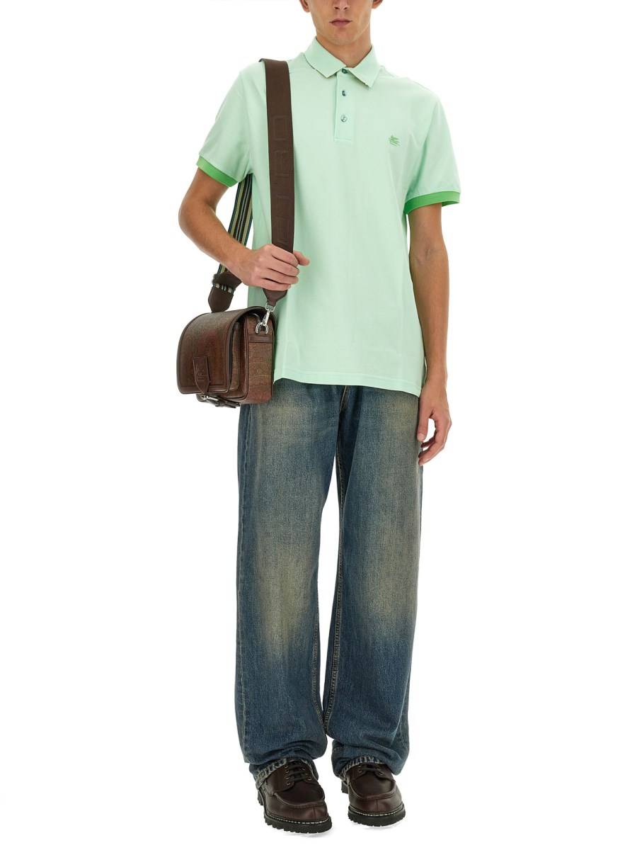 ETRO POLO IN PIQUÉ DI COTONE CON LOGO PEGASO