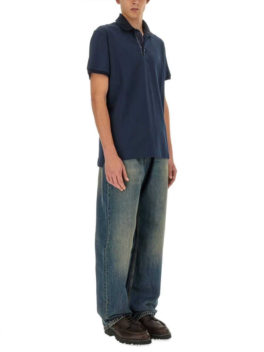 ETRO POLO IN PIQUÉ DI COTONE CON MOTIVO PEGASO