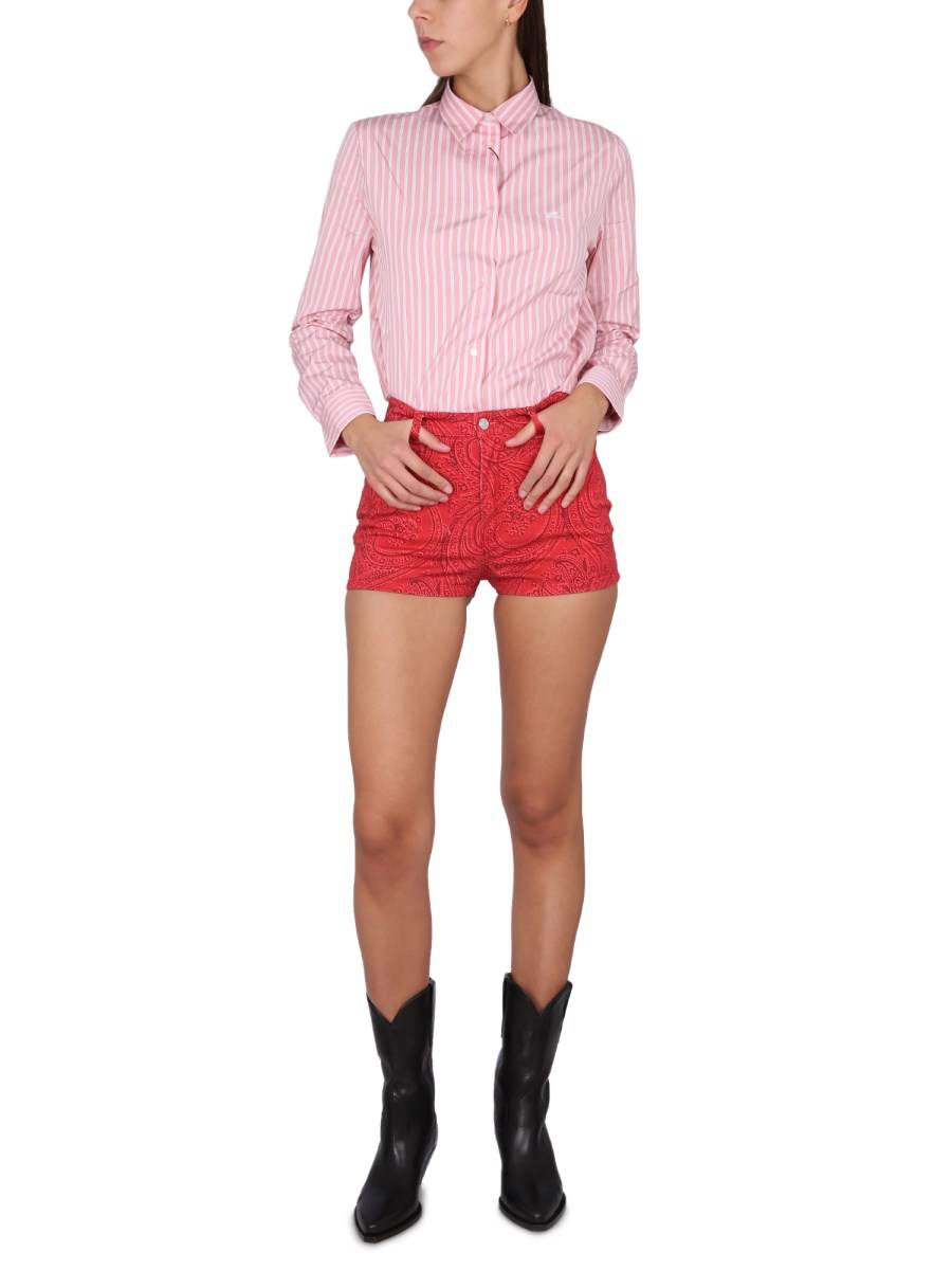 ETRO SHORT CON STAMPA PAISLEY IN DENIM DI COTONE