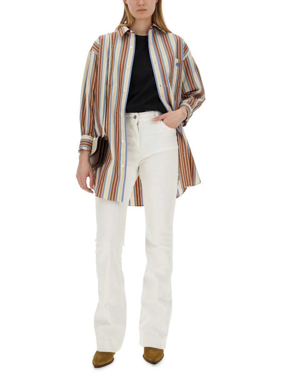 ETRO T-SHIRT IN JERSEY DI COTONE CON RICAMO PEGASO