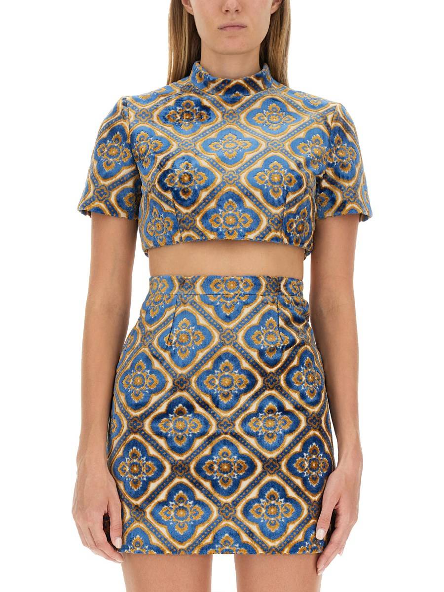 ETRO TOP CROPPED IN VELLUTO