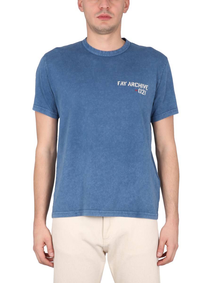 FAY T-SHIRT IN JERSEY DI COTONE CON STAMPA LOGO