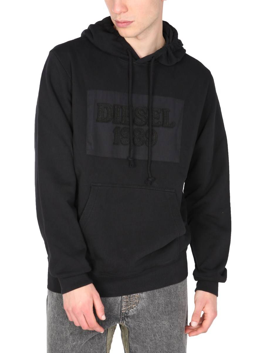 DIESEL FELPA CON CAPPUCCIO IN COTONE CON PATCH LOGO