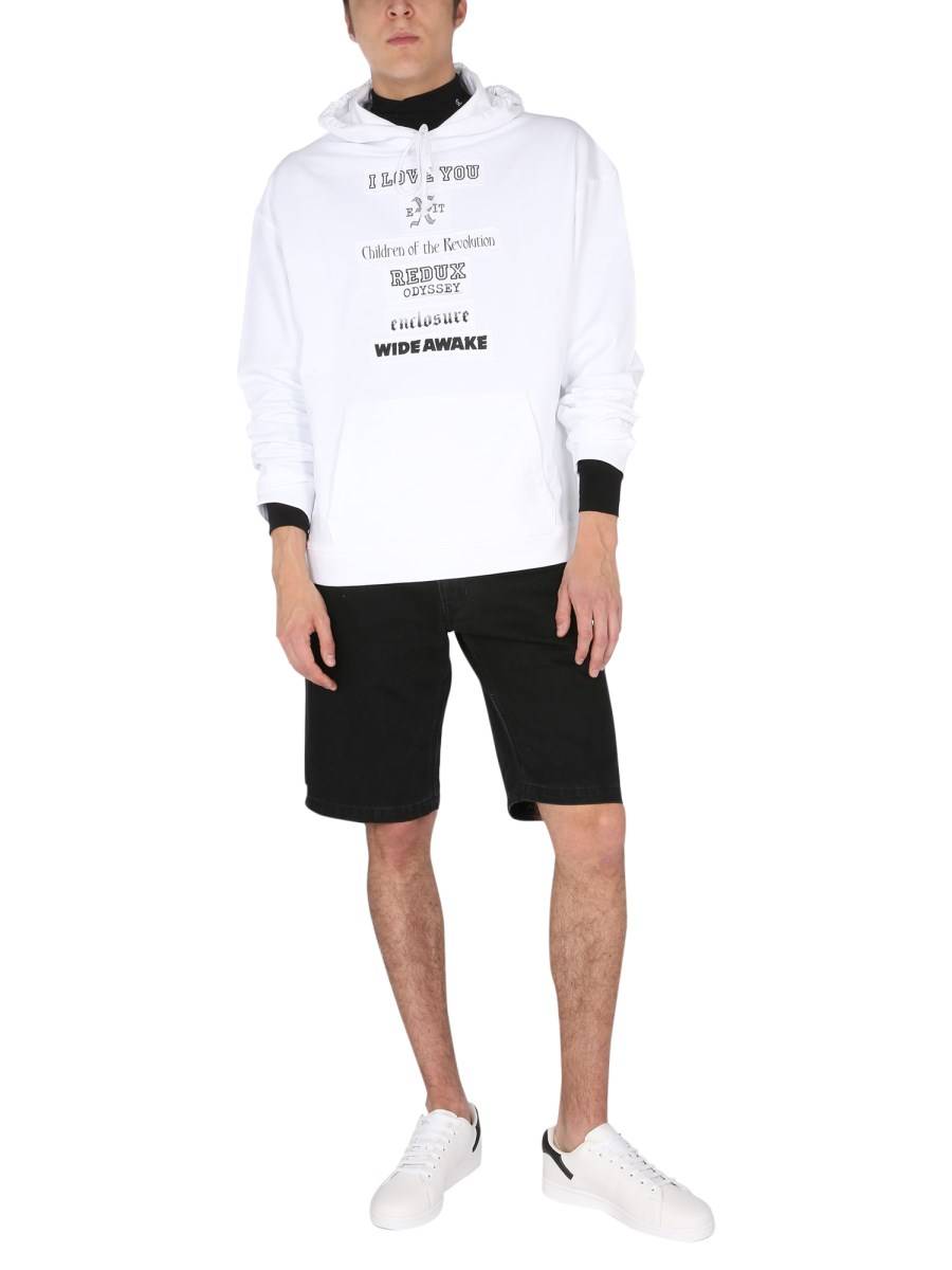 RAF SIMONS FELPA CON CAPPUCCIO IN COTONE CON PATCHS