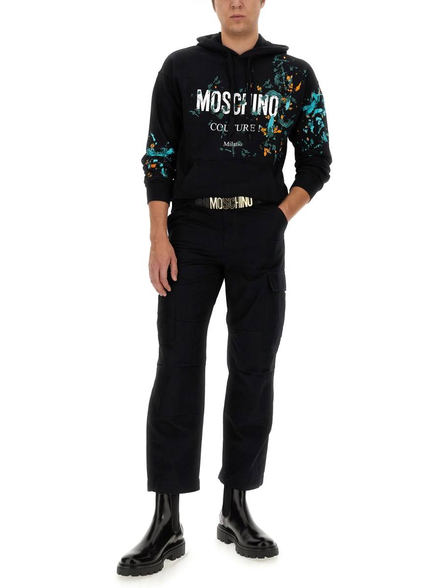 MOSCHINO FELPA CON CAPPUCCIO IN COTONE CON STAMPA LOGO