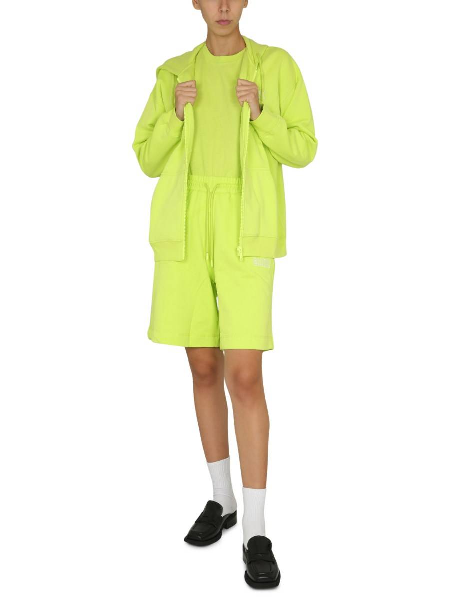 GANNI FELPA CON CAPPUCCIO IN COTONE CON STAMPA LOGO