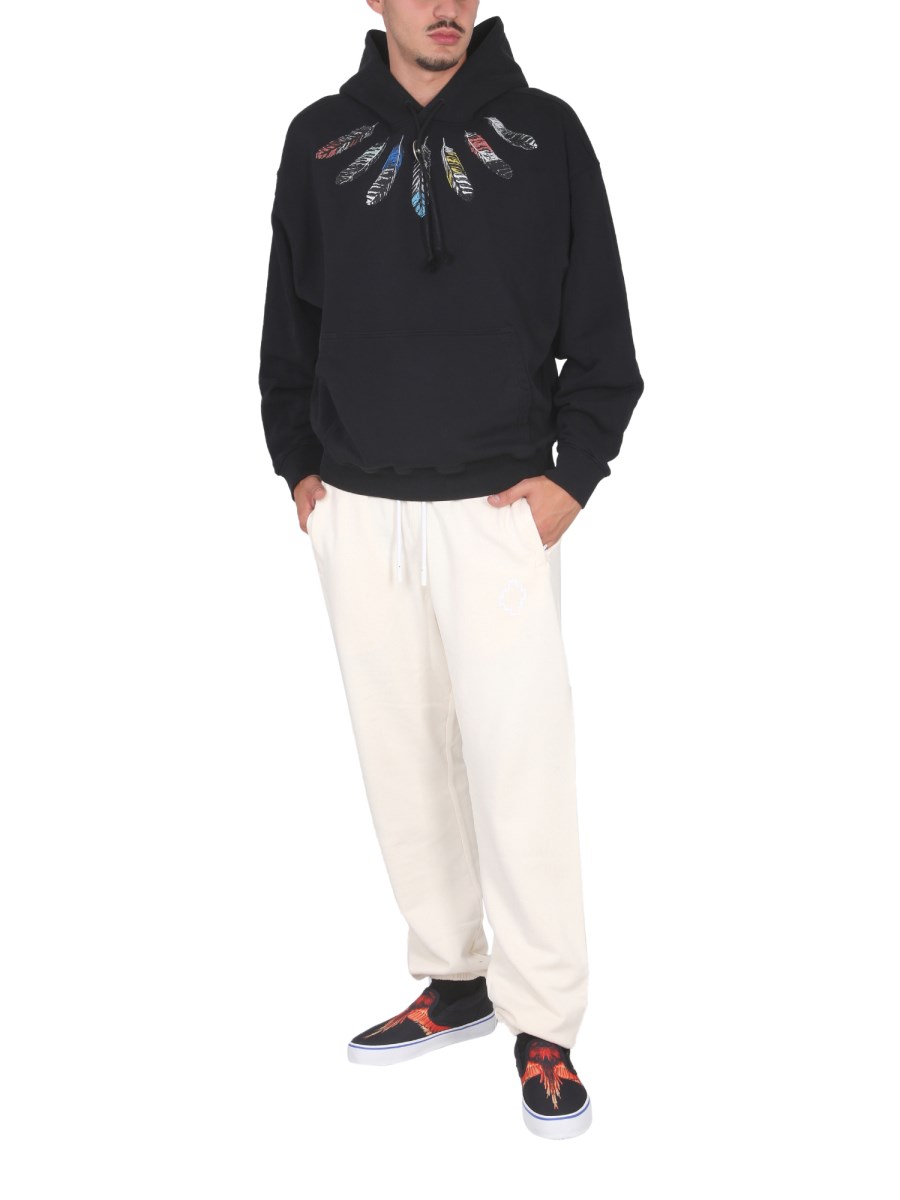 MARCELO BURLON COUNTY OF MILAN FELPA CON CAPPUCCIO IN FELPA DI COTONE CON STAMPA