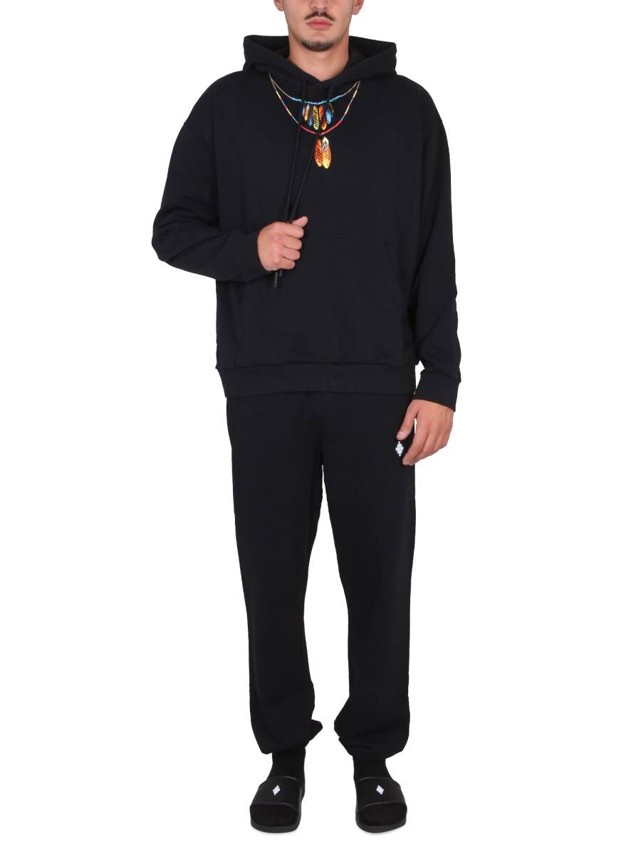 MARCELO BURLON COUNTY OF MILAN FELPA CON CAPPUCCIO IN FELPA DI COTONE CON STAMPA