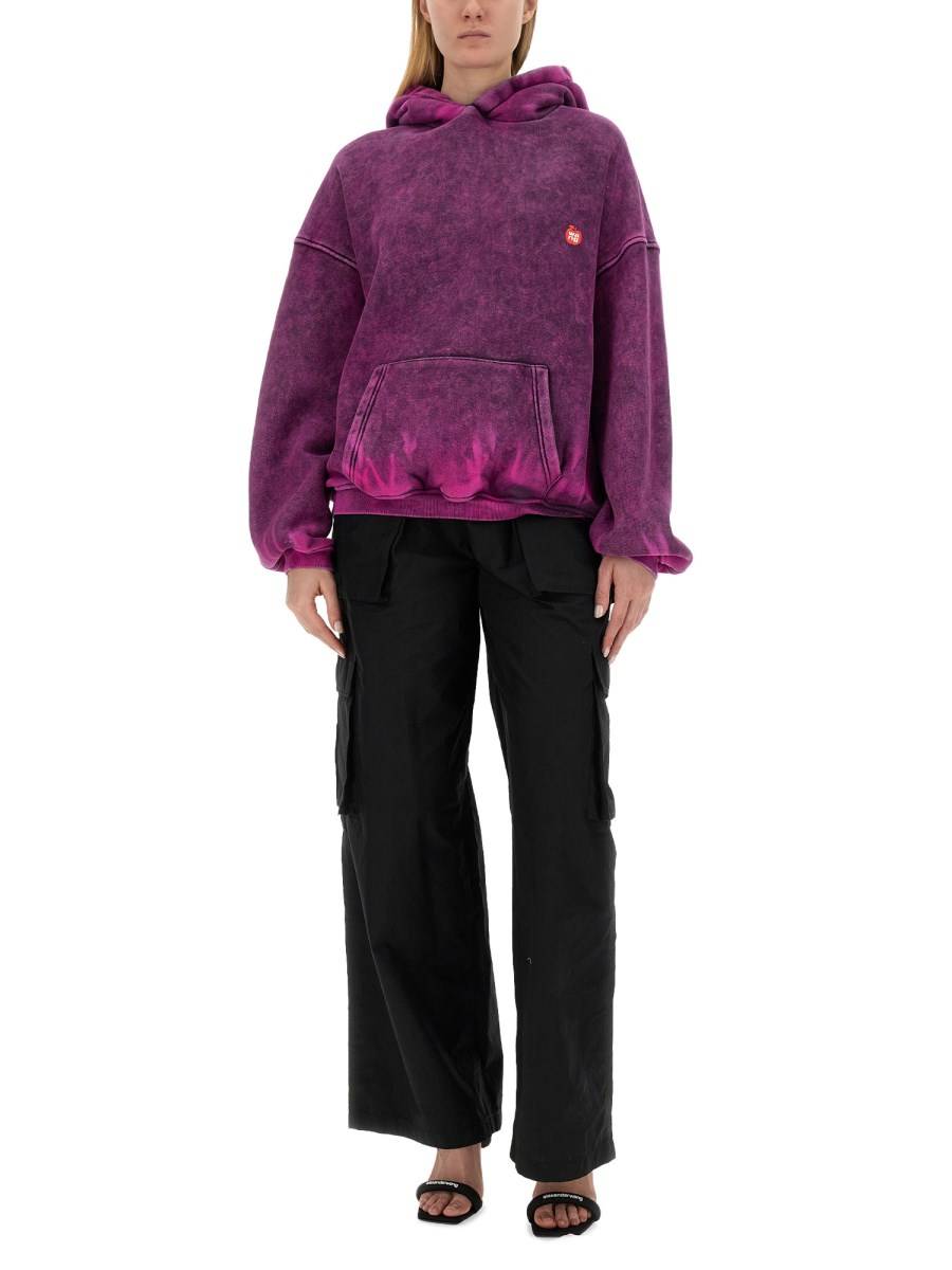 ALEXANDER WANG FELPA CON LOGO E CAPPUCCIO IN COTONE