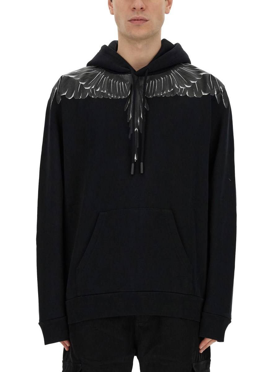 MARCELO BURLON COUNTY OF MILAN FELPA CON STAMPA "ICON WINGS" IN COTONE