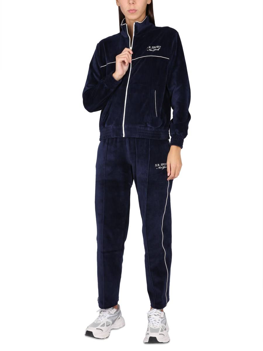 SPORTY&RICH FELPA CON ZIP IN COTONE CON RICAMO LOGO