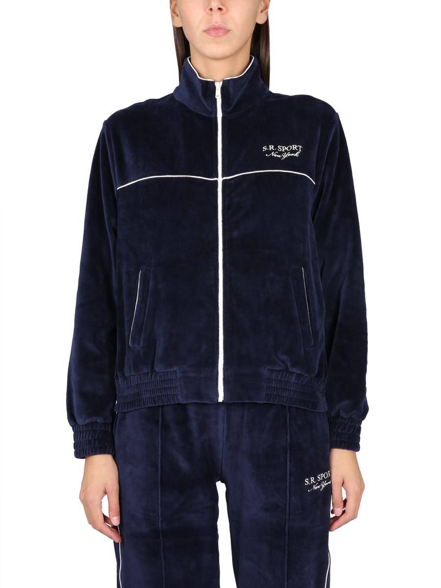 SPORTY&RICH FELPA CON ZIP IN COTONE CON RICAMO LOGO