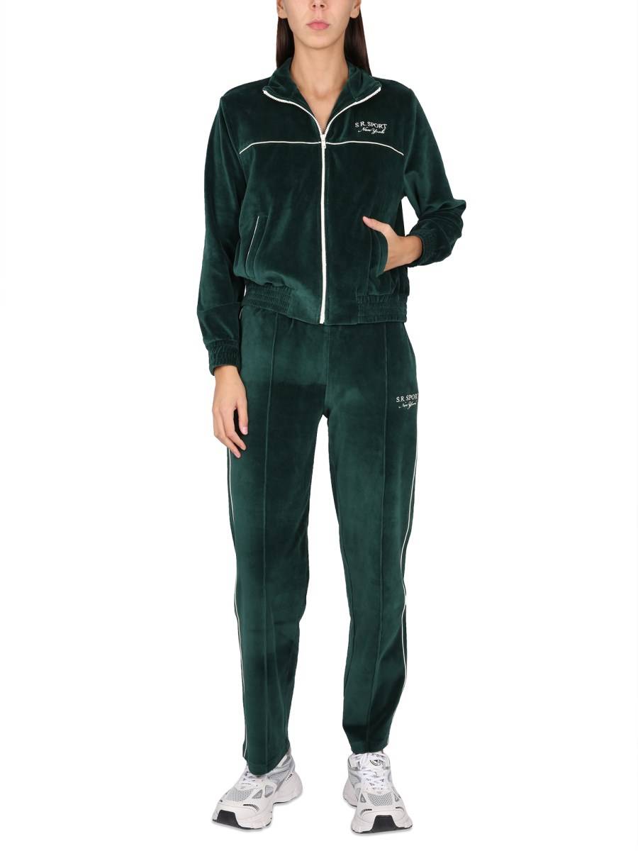 SPORTY&RICH FELPA CON ZIP IN COTONE CON RICAMO LOGO