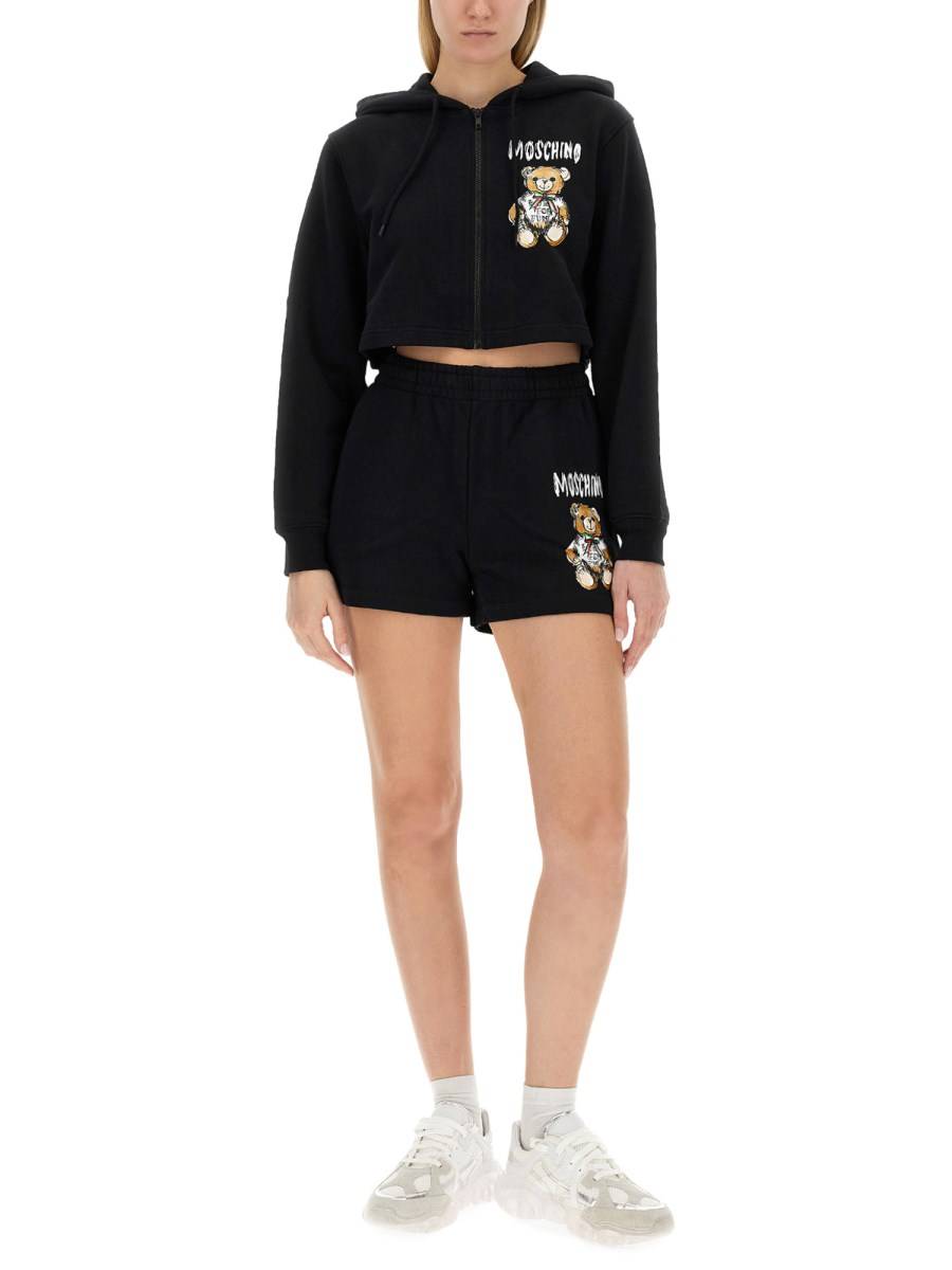 MOSCHINO FELPA CROPPED IN COTONE CON LOGO TEDDY BEAR
