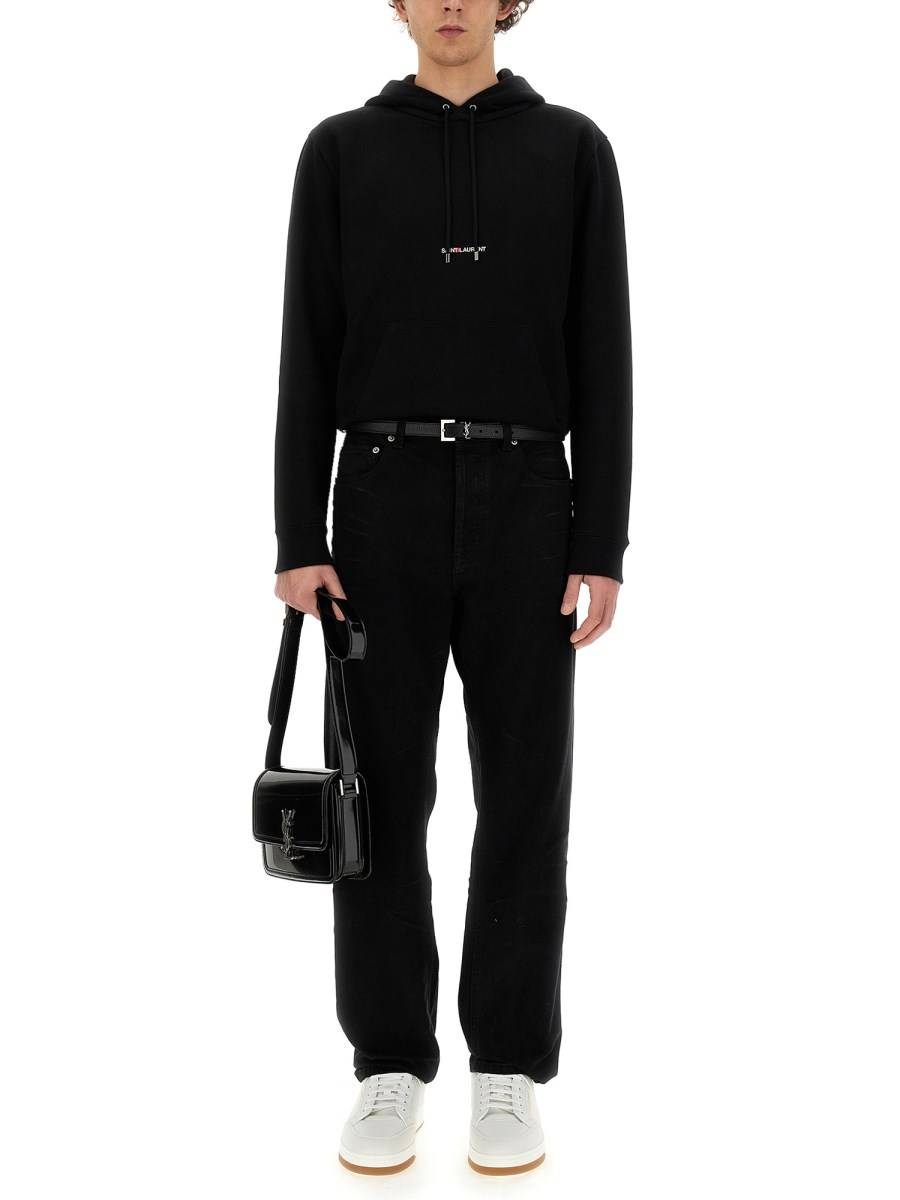 SAINT LAURENT FELPA IN COTONE BIOLOGICO CON STAMPA LOGO