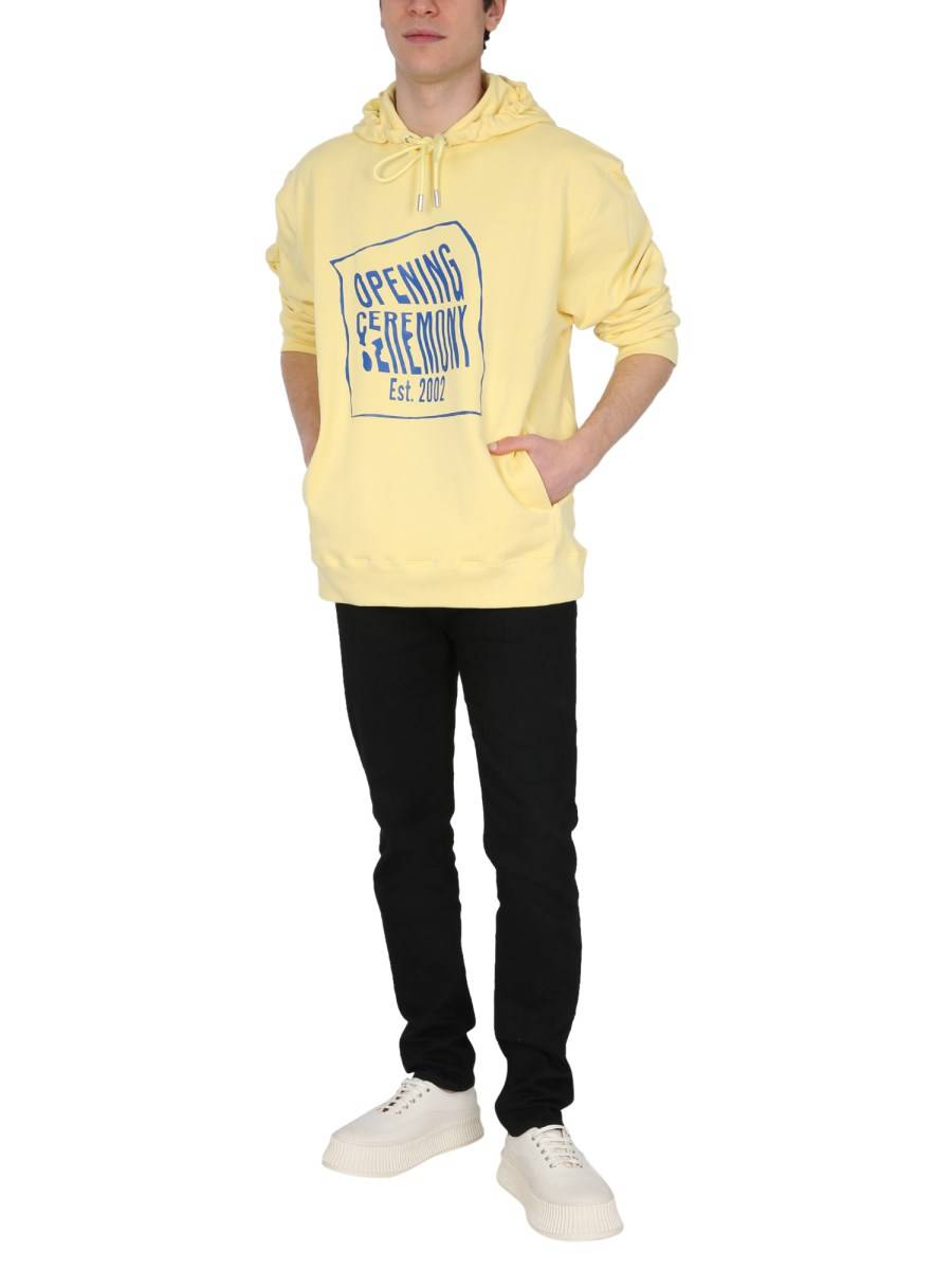 OPENING CEREMONY FELPA IN COTONE CON CAPPUCCIO E BOX LOGO