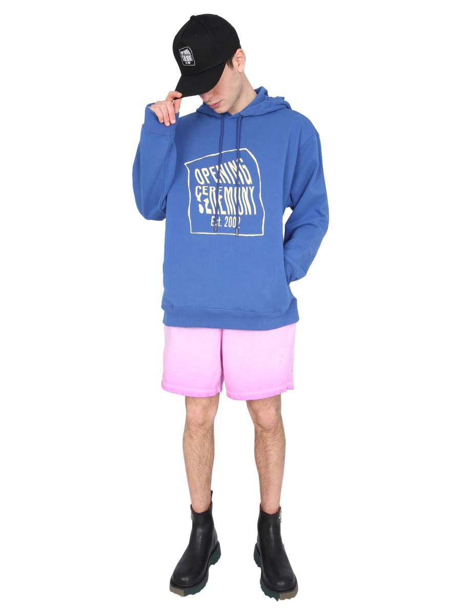 OPENING CEREMONY FELPA IN COTONE CON CAPPUCCIO E BOX LOGO