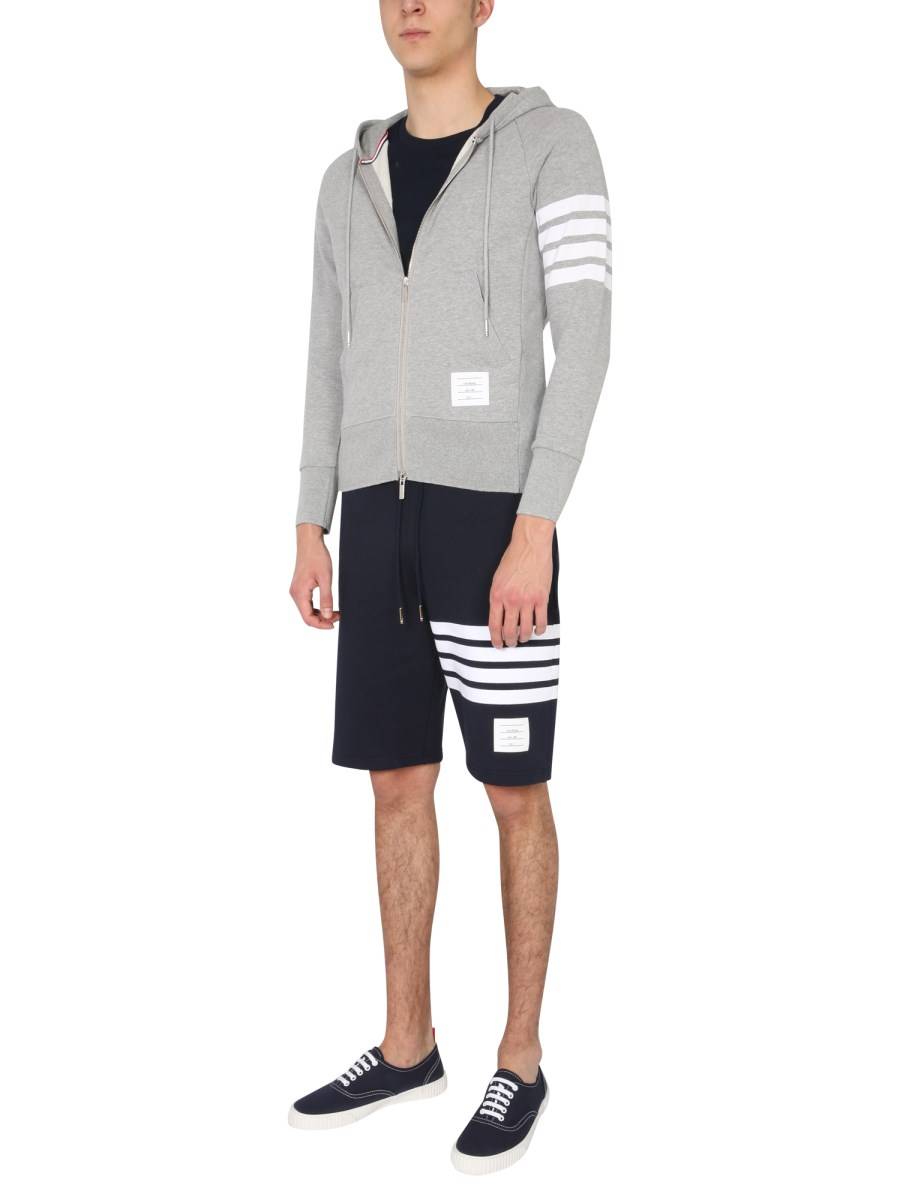 THOM BROWNE FELPA IN COTONE CON CAPPUCCIO E DETTAGLIO 4BAR