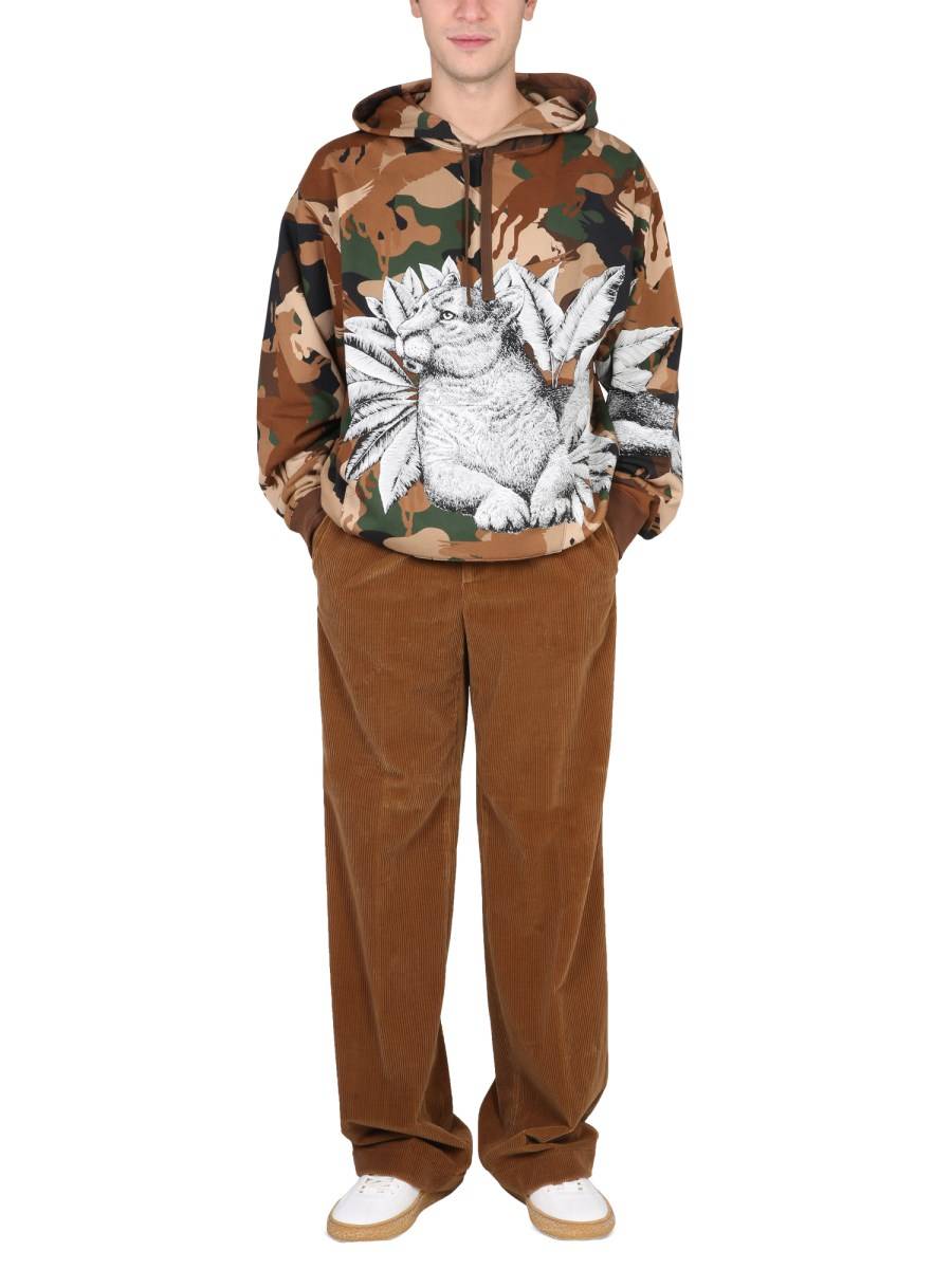 ETRO FELPA IN COTONE CON CAPPUCCIO E STAMPA CAMOUFLAGE