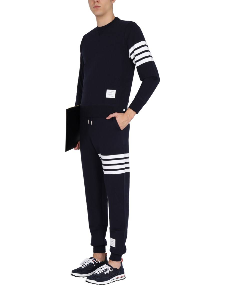 THOM BROWNE FELPA IN COTONE CON INTARSIO 4BAR STRIPE