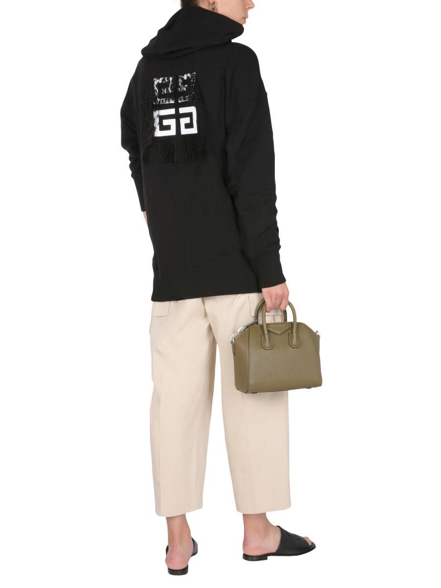 GIVENCHY FELPA IN COTONE CON LOGO E INSERTO IN PIZZO