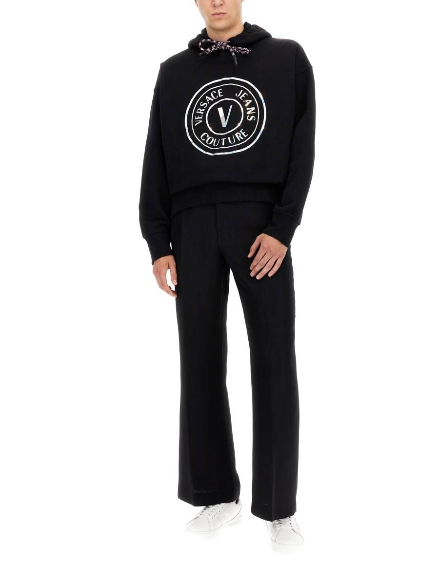 VERSACE JEANS COUTURE FELPA IN COTONE CON LOGO LAMINATO