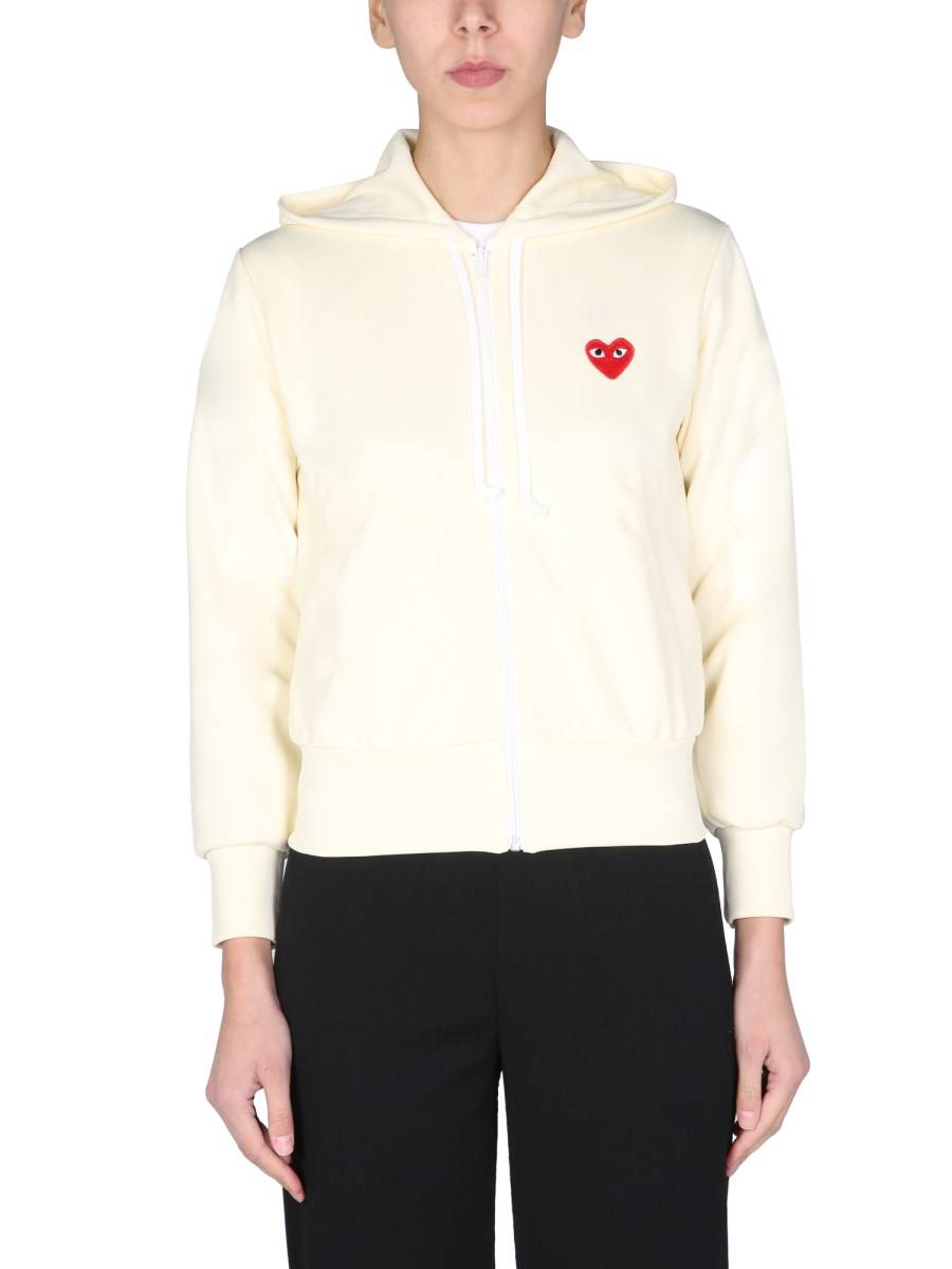 COMME DES GARCONS PLAY FELPA IN COTONE CON PATCH LOGO