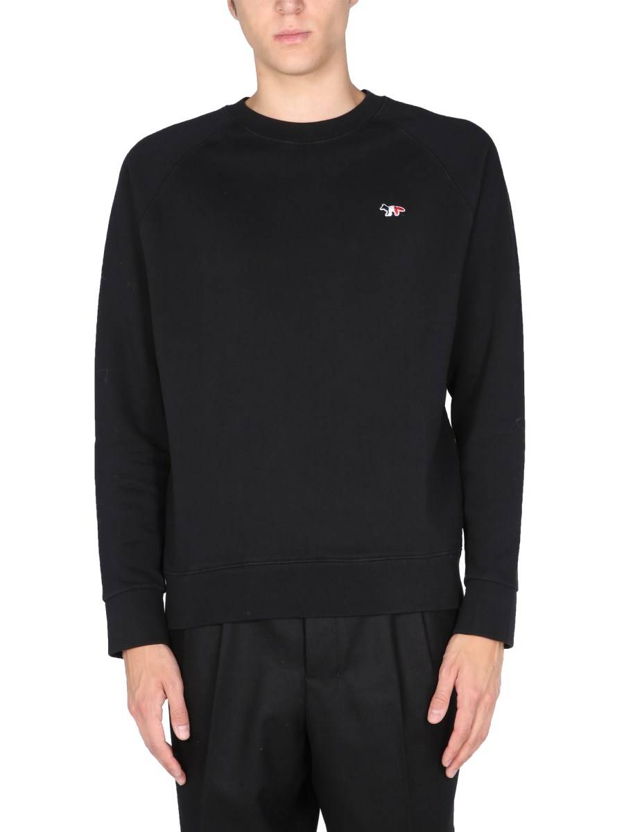 MAISON KITSUNÉ FELPA IN COTONE CON PATCH TRICOLOR FOX