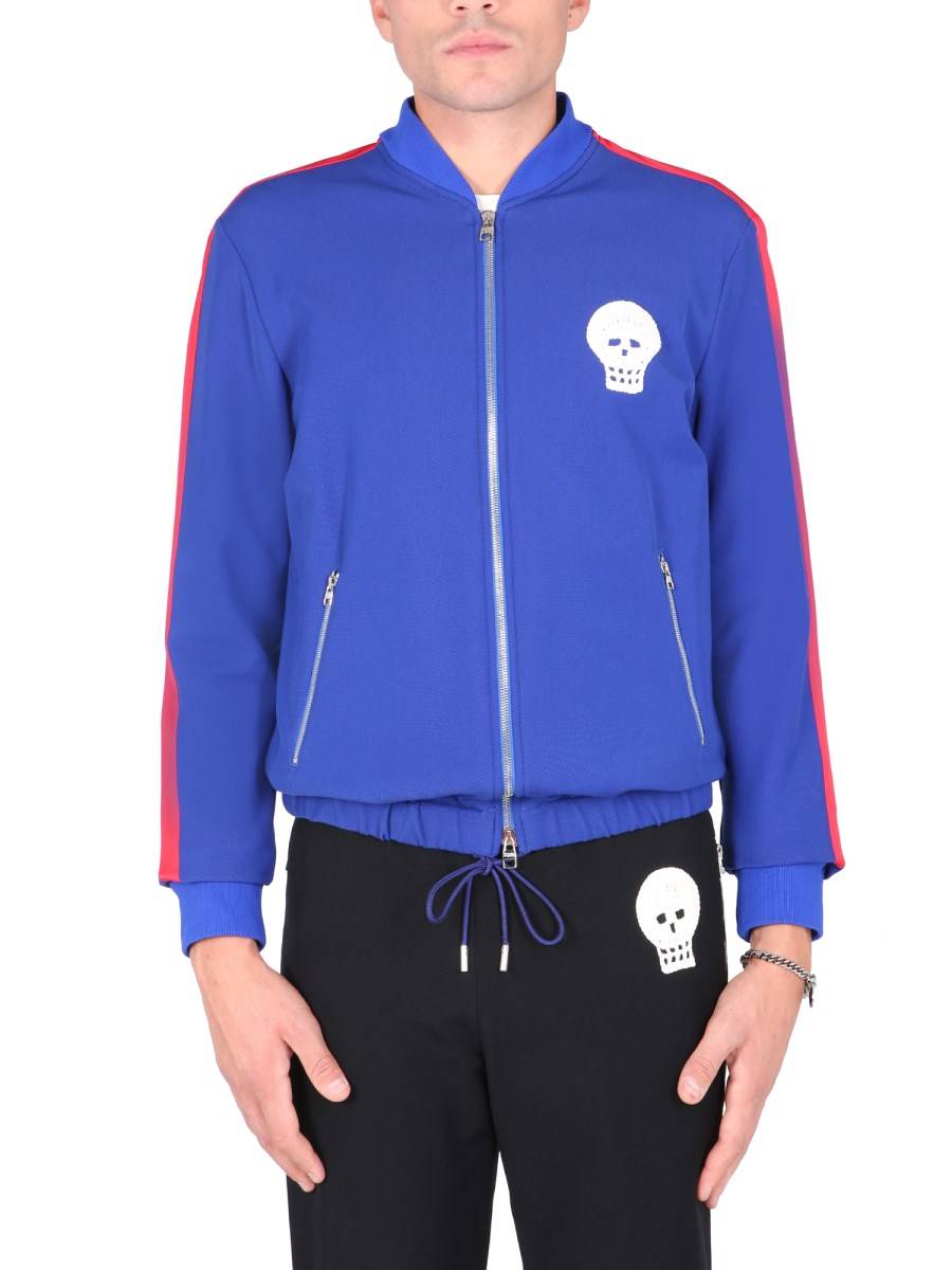 ALEXANDER McQUEEN FELPA IN COTONE CON RICAMO TESCHIO