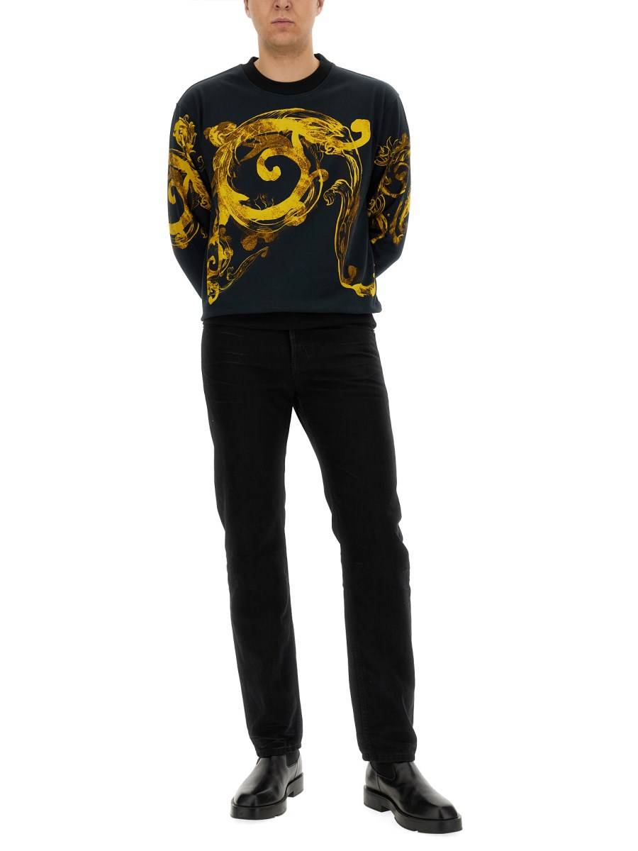 VERSACE JEANS COUTURE FELPA IN COTONE CON STAMPA LOGO