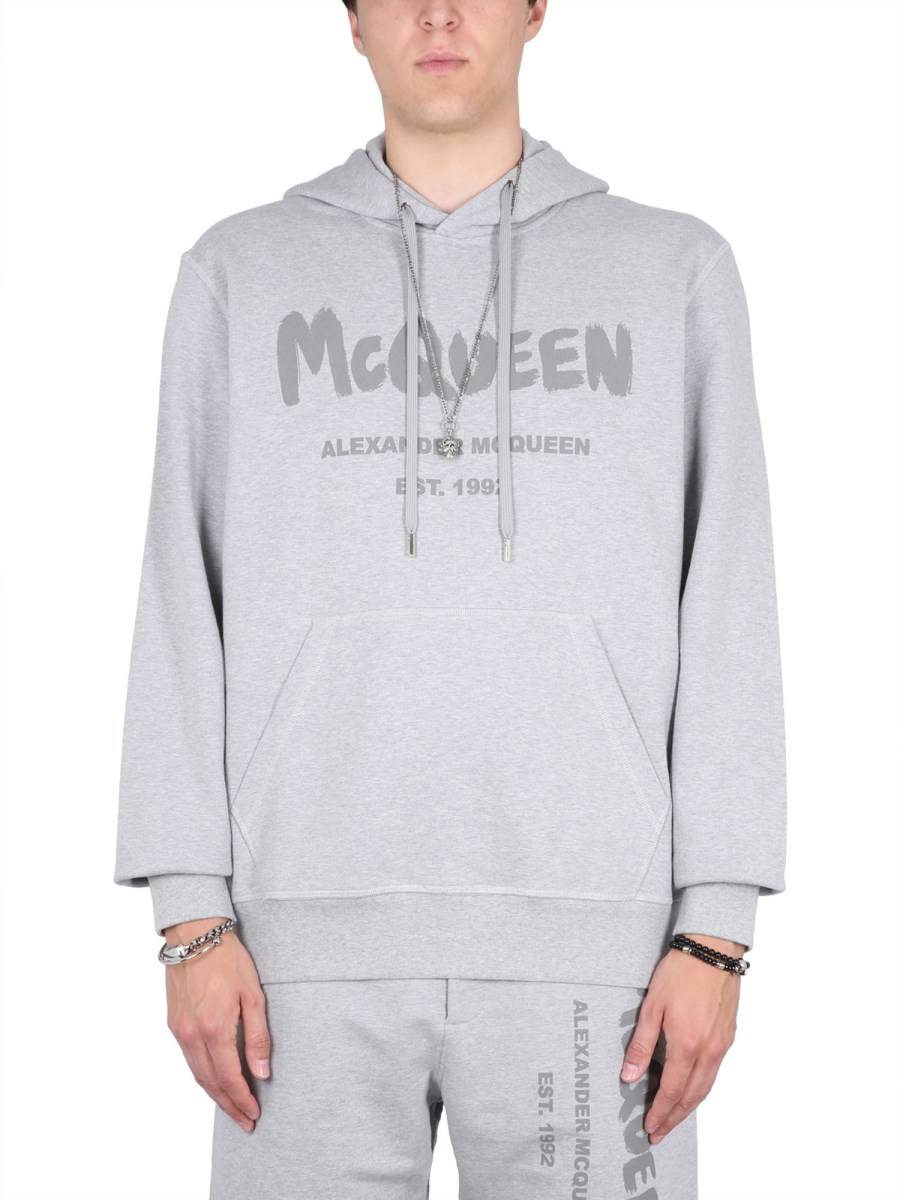ALEXANDER McQUEEN FELPA IN COTONE CON STAMPA LOGO GRAFFITI