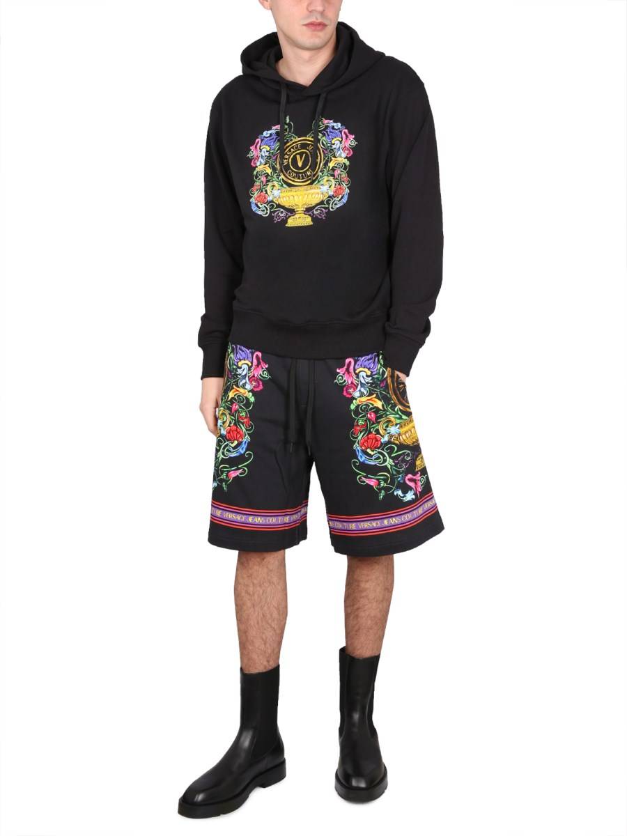 VERSACE JEANS COUTURE FELPA IN COTONE CON STAMPA LOGO