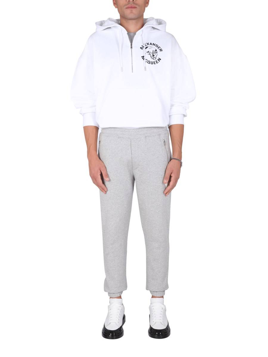ALEXANDER McQUEEN FELPA IN COTONE CON TESCHIO FLOCCATO