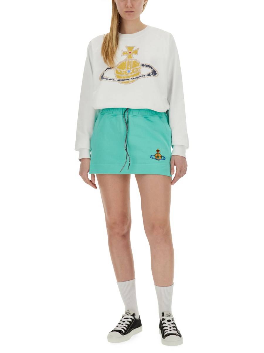 VIVIENNE WESTWOOD FELPA IN COTONE MANICA RAGALAN CON LOGO "TIME MACHINE"