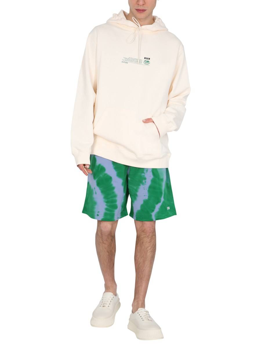 MSGM FELPA IN COTONE ORGANICO CON STAMPA FANTASTIC GREEN