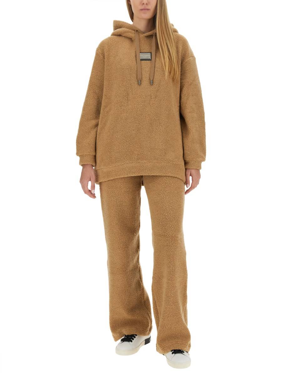 DOLCE & GABBANA FELPA IN JERSEY DI LANA CON PLACCA LOGO