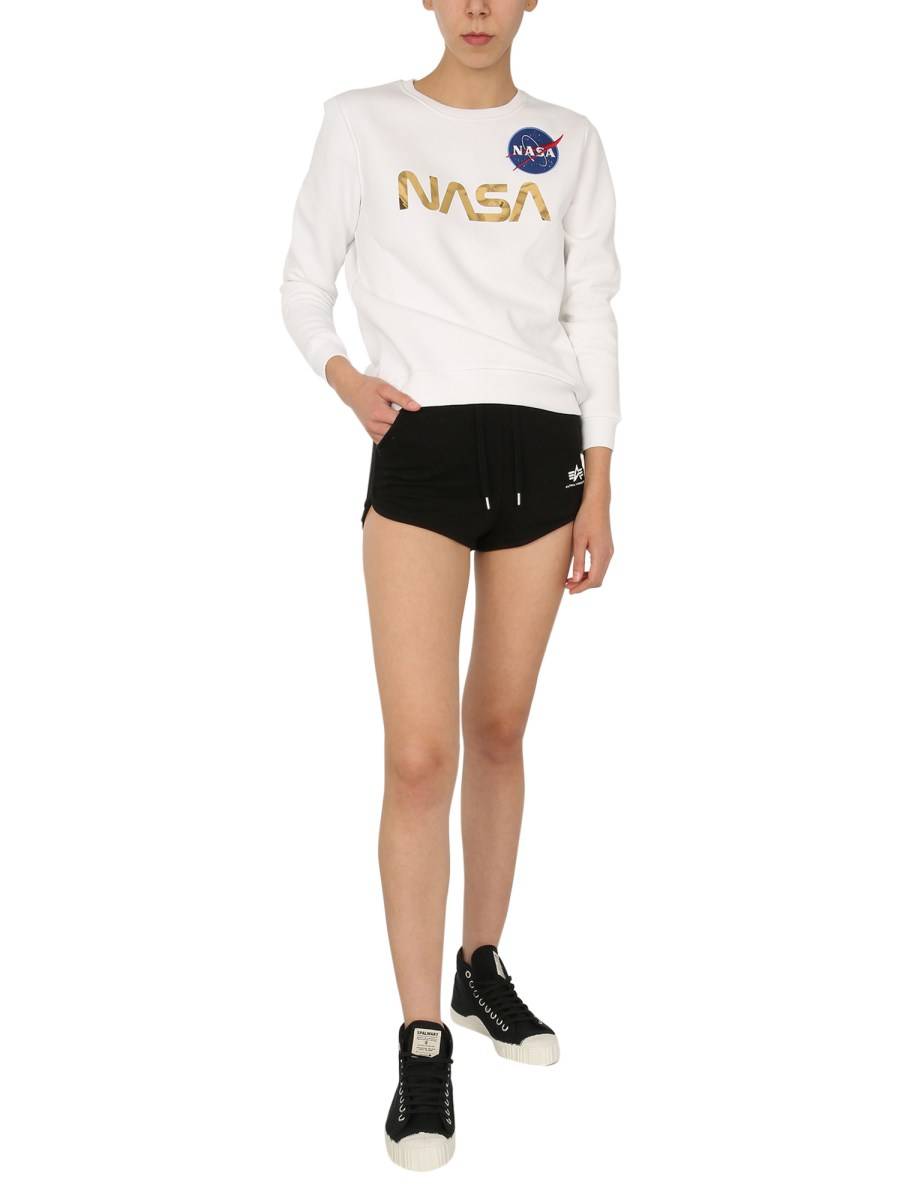 ALPHA INDUSTRIES FELPA NASA IN COTONE CON STAMPA LAMINATA