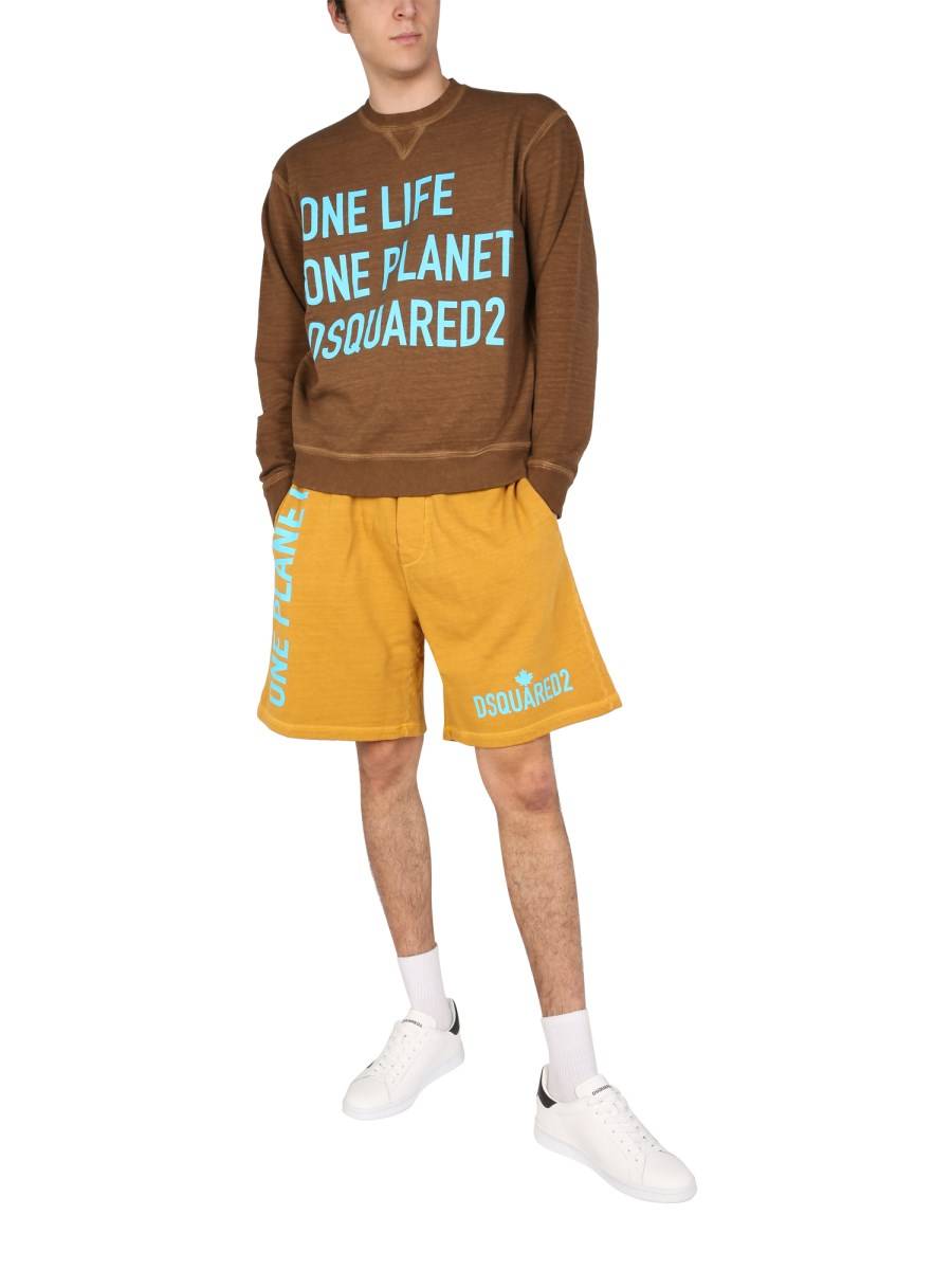 DSQUARED FELPA "ONE LIFE ONE PLANET" IN JERSEY DI COTONE